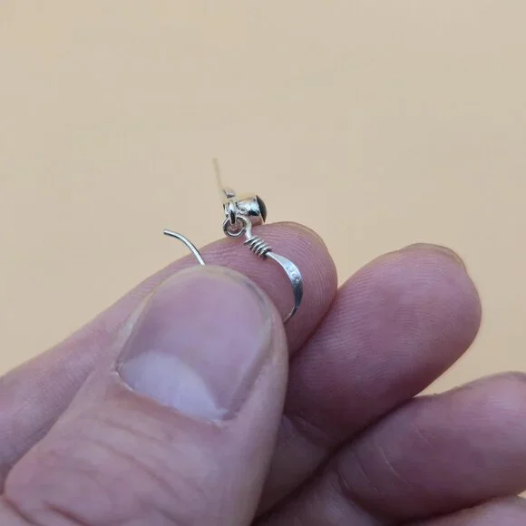 Sterling Silver Floral Black Enamel Dangle Earrings A5634 - Picture 4 of 6